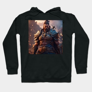 Bearded Adult Warlord with Historical Weapon in Screenshot Hoodie